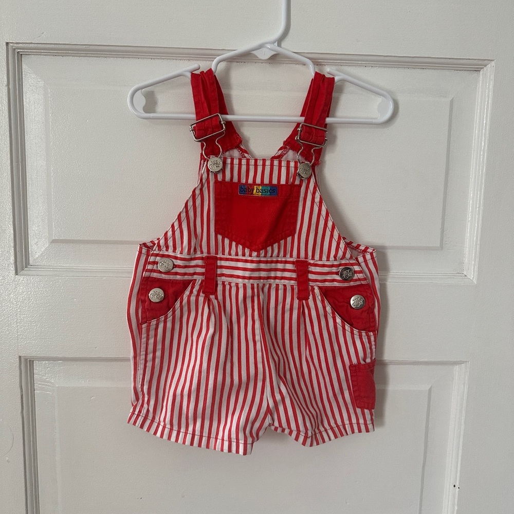 Red and White Striped Toddler Overalls
